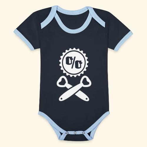 Bier T Shirt Jolly Roger Piratenflagge Kronkorken - Baby Bio-Kurzarm-Kontrastbody