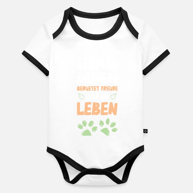 German Shepherd Lebensfreude Baby Bio-Kurzarm-Kontrastbody