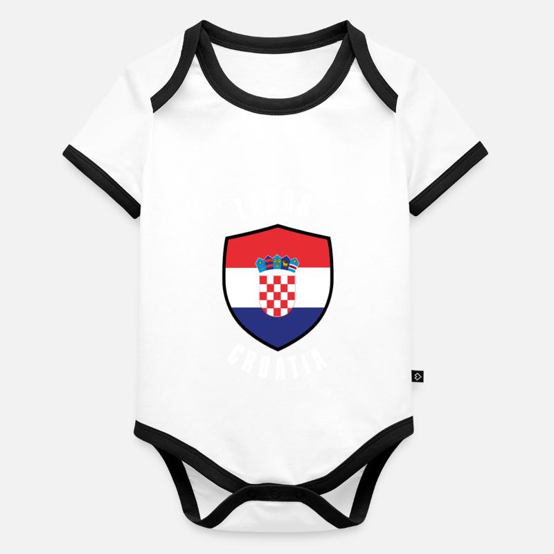 Kroatisches Schildflaggendesign Baby Bio-Kurzarm-Kontrastbody
