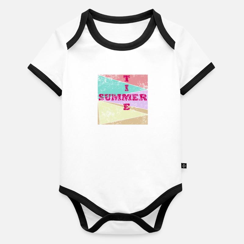 Sommerzeit Baby Bio-Kurzarm-Kontrastbody