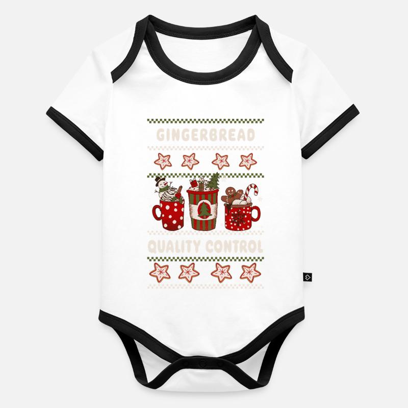 Gingerbread Quality Control - Weihnachten Baby Bio-Kurzarm-Kontrastbody