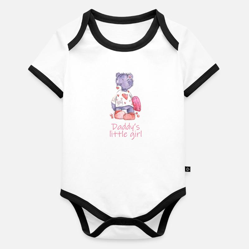 La petite fille de papa - Conception d'ours mignon Body Bébé bio contrasté manches courtes