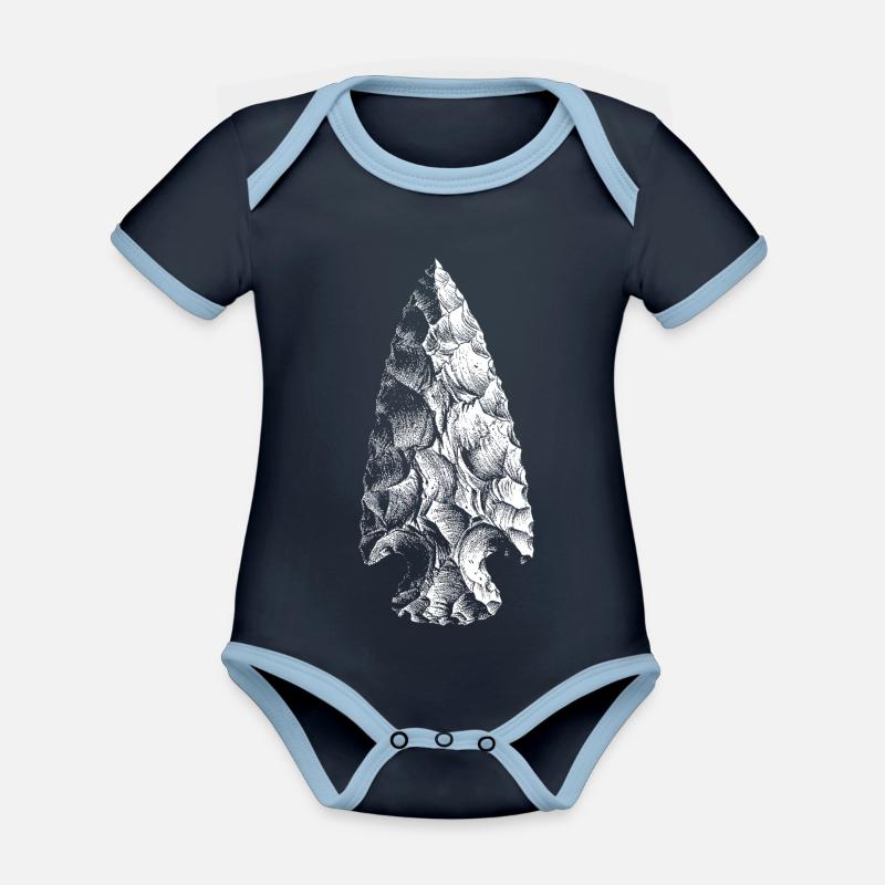 pointe de flèche - Body Bébé bio contrasté manches courtes - marine/ciel