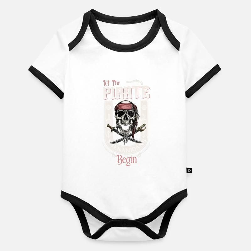 Let The Pirate Shenanigans Begin Tattoo Style Organic Baby Contrasting Bodysuit