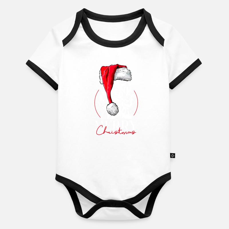Santa Welsh Springer Spaniel Merry Christmas Organic Baby Contrasting Bodysuit
