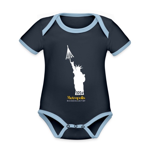 New York Umbrella - Baby contrasterend bio-rompertje met korte mouwen