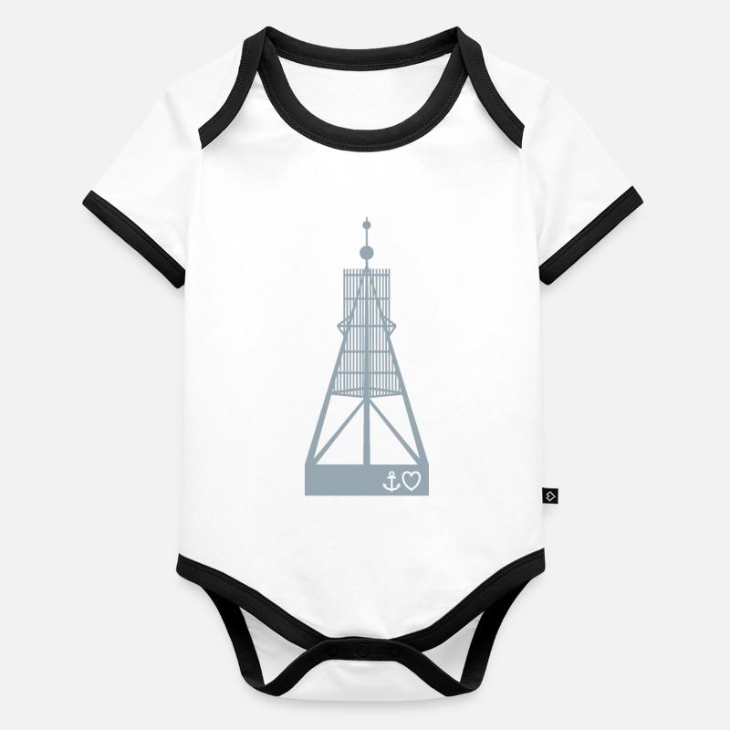 Cuxhaven Kugelbake Anker Herz maritim cuxhvn Baby Bio-Kurzarm-Kontrastbody