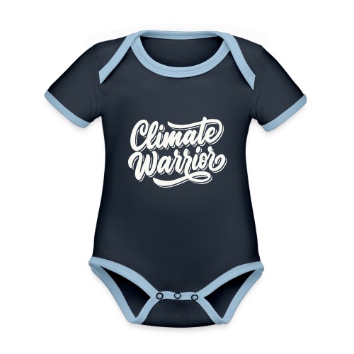 Climate warrior white - Baby contrasterend bio-rompertje met korte mouwen