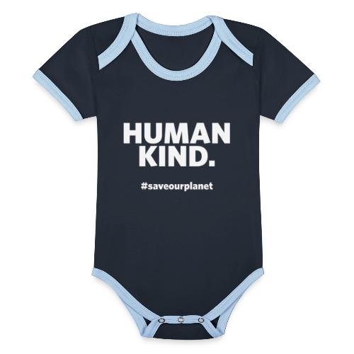 Human kind - Baby contrasterend bio-rompertje met korte mouwen