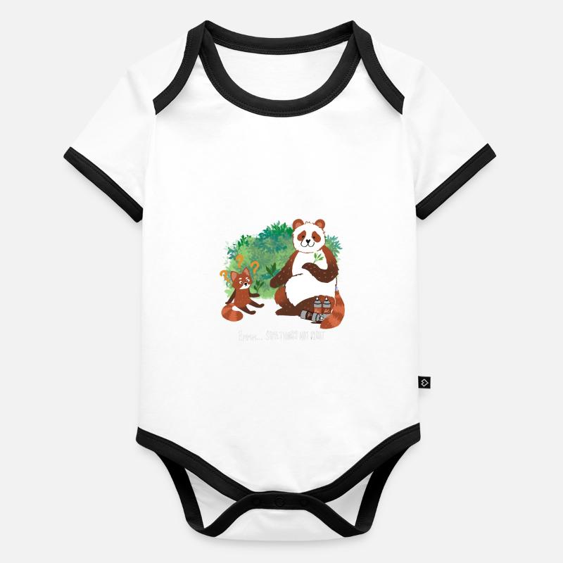 Panda Renard Ours Drôle Cool Drôle Cadeau Body Bébé bio contrasté manches courtes