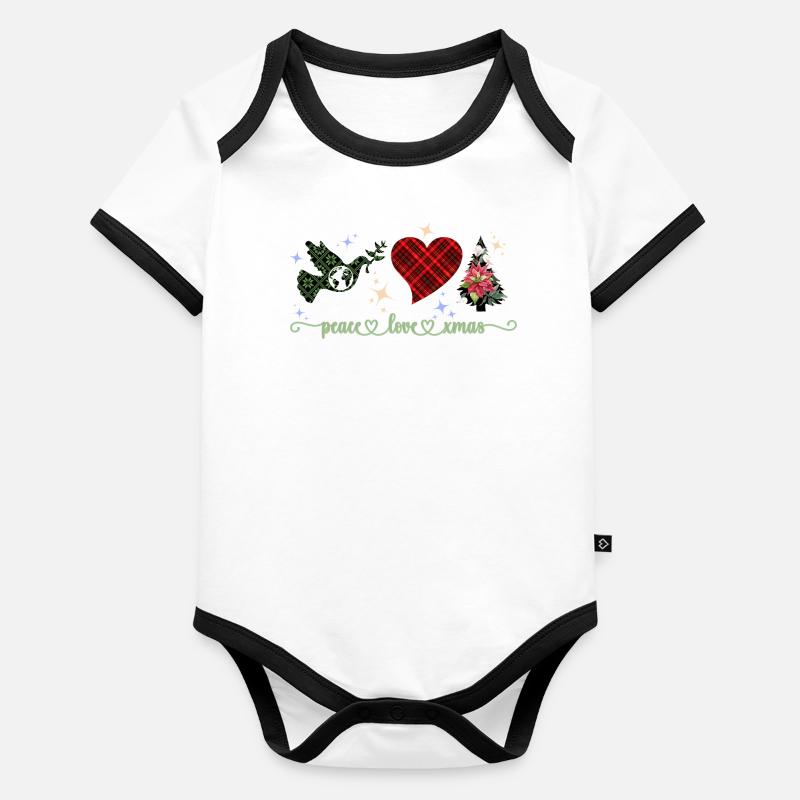 PAIX AMOUR NOËL Body Bébé bio contrasté manches courtes