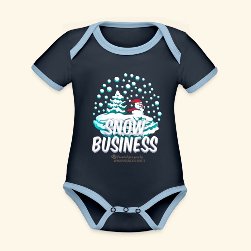 Schneemann Snow Business - Baby Bio-Kurzarm-Kontrastbody