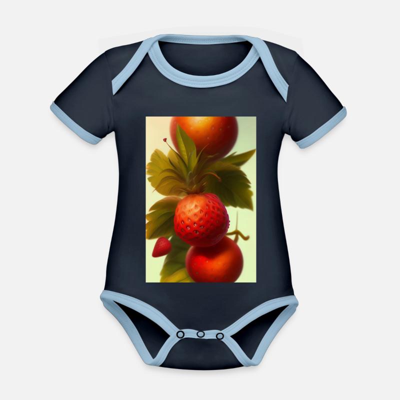 Strawberry - Organic Baby Contrasting Bodysuit - navy/sky