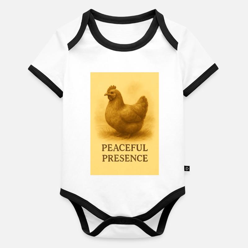 Présence silencieuse de poules Body Bébé bio contrasté manches courtes