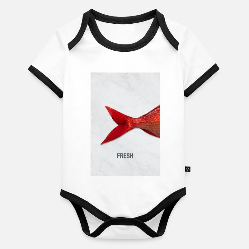 Fresh Fish Minimal Design Modern Organic Baby Contrasting Bodysuit