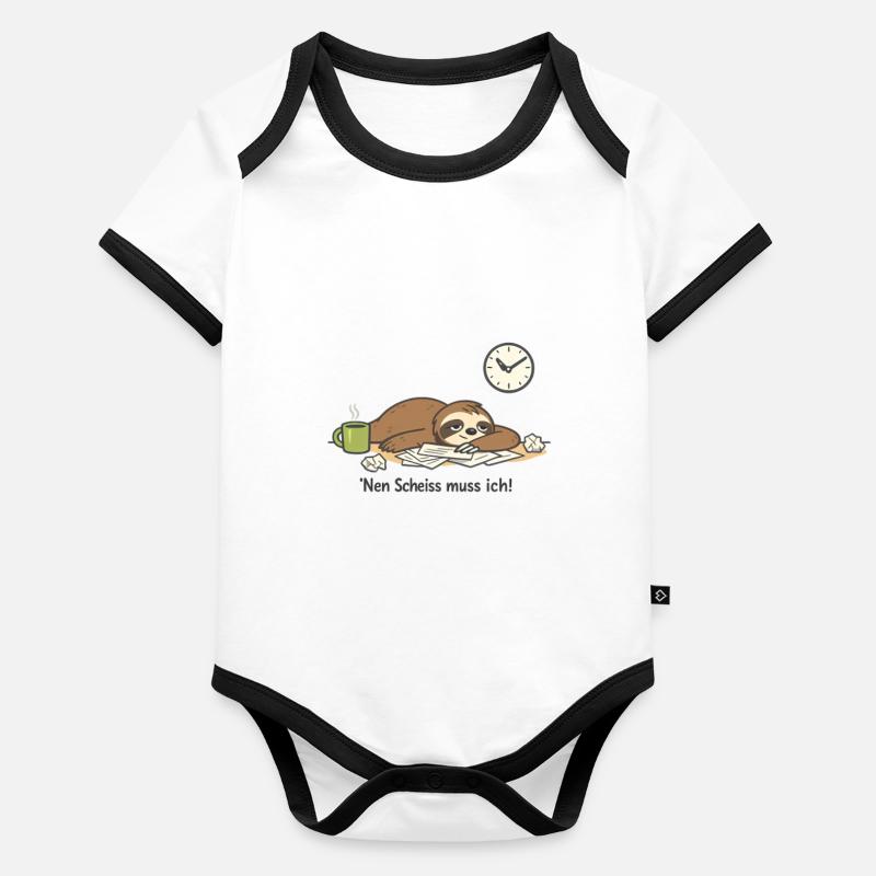 Faultier N Scheiß muss ich Homeoffice Baby Bio-Kurzarm-Kontrastbody