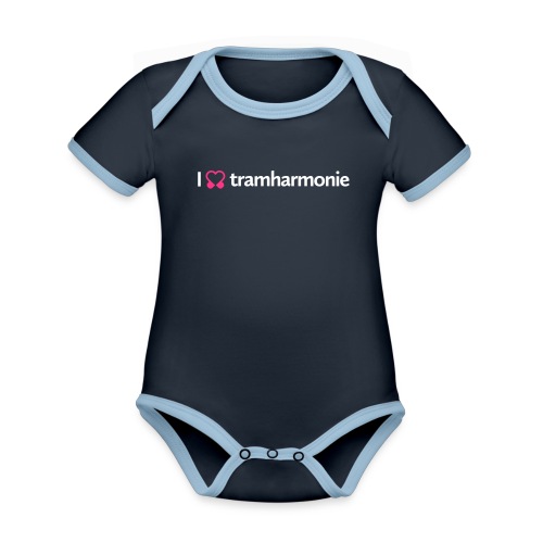tramharmonie logo wit letters - Baby contrasterend bio-rompertje met korte mouwen