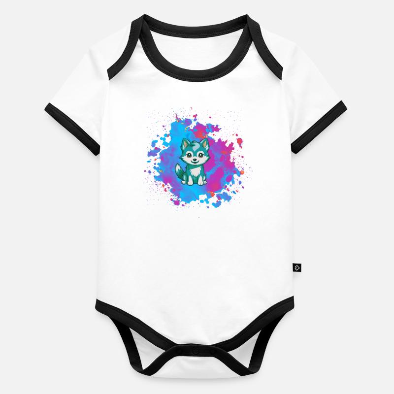 Kleiner Wolf Baby Bio-Kurzarm-Kontrastbody