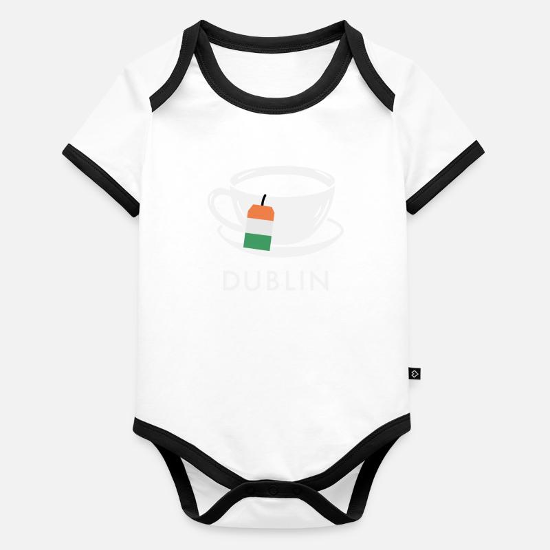 Dublin Teacup UK Flag Sachet de thé Body Bébé bio contrasté manches courtes