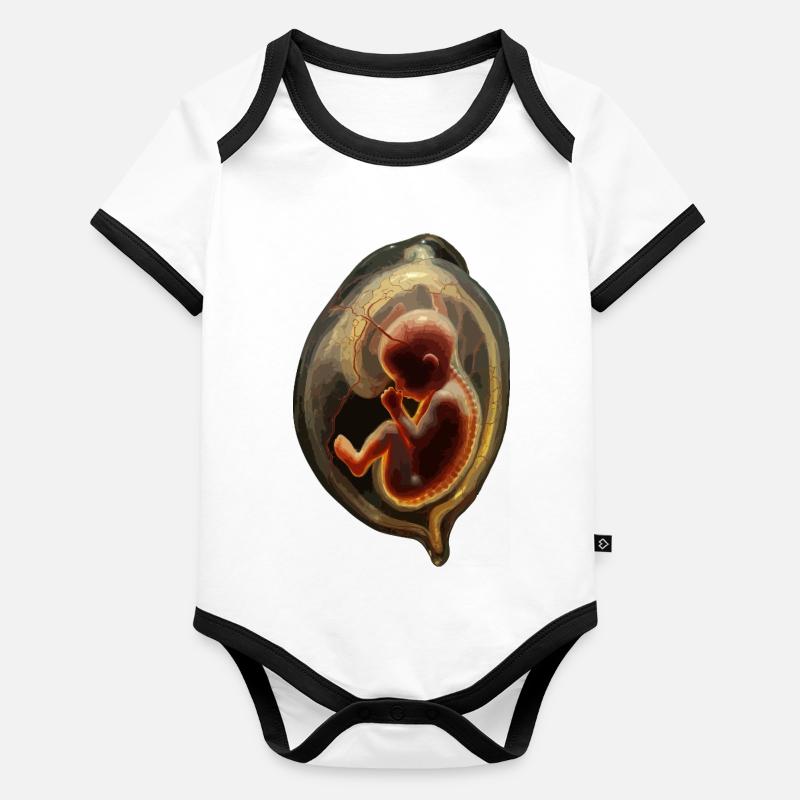 Silhouette de l’embryon dans l’utérus Body Bébé bio contrasté manches courtes