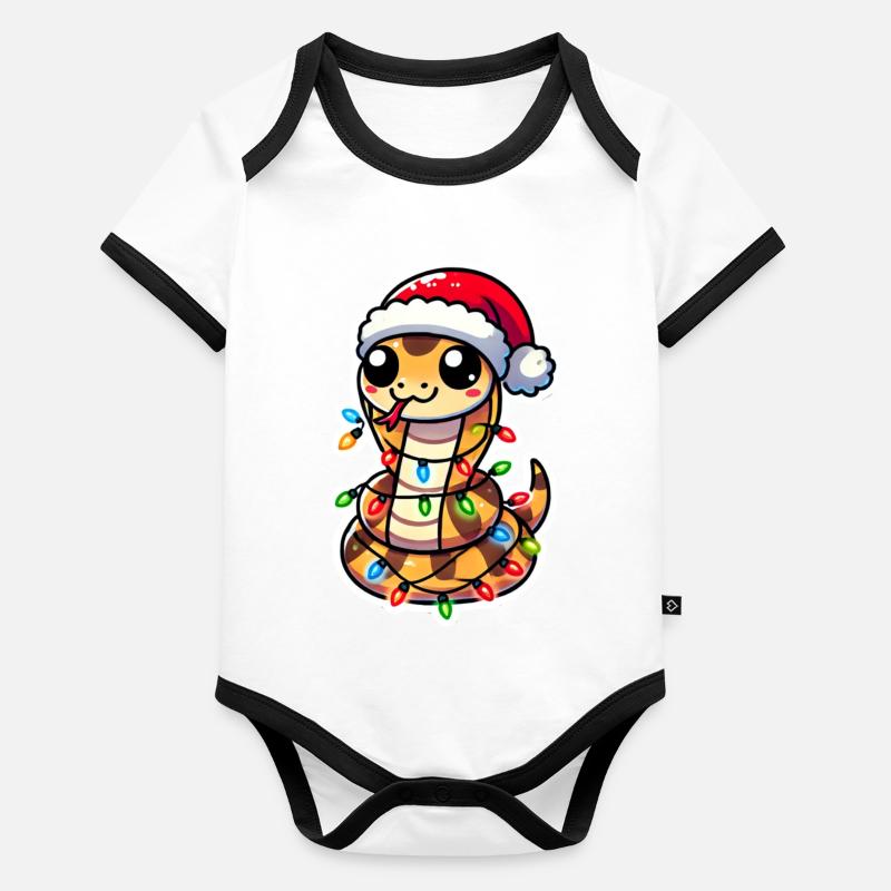 Emballage de serpent de Noël Body Bébé bio contrasté manches courtes