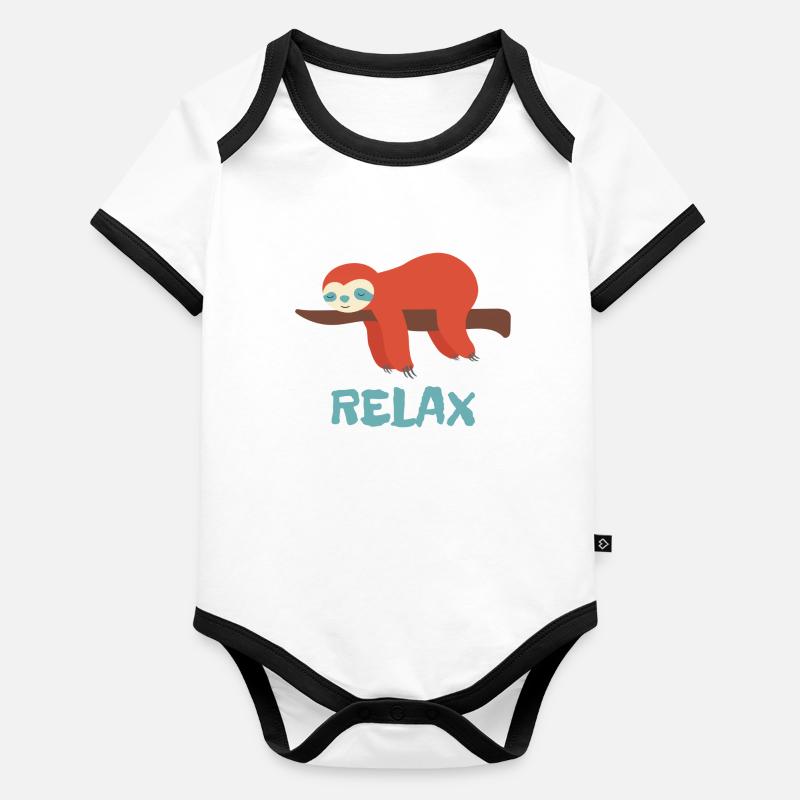 Relaxed Faultier Baby Bio-Kurzarm-Kontrastbody