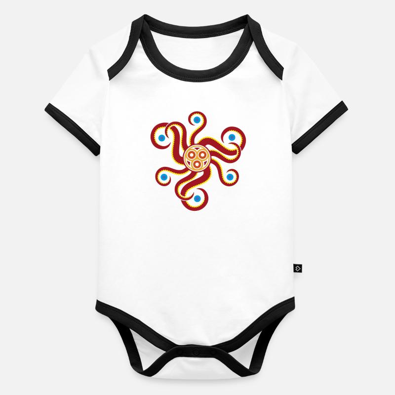 Der im Meer (rot) Baby Bio-Kurzarm-Kontrastbody