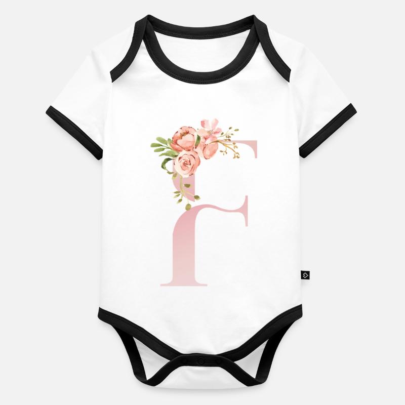 F florale pastel romantique Body Bébé bio contrasté manches courtes