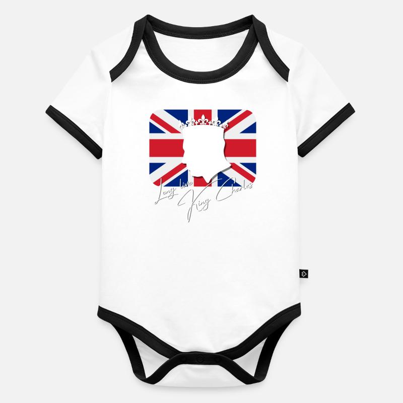 Couronnement du roi britannique Charles Angleterre Drapeau Body Bébé bio contrasté manches courtes