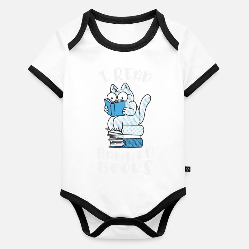 I read banned books Cat Organic Baby Contrasting Bodysuit