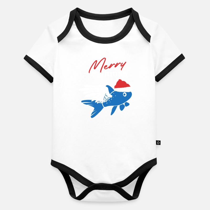 Joyeux Fishmas Body Bébé bio contrasté manches courtes