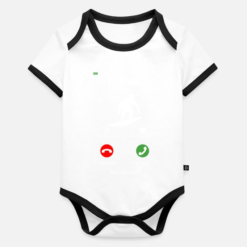 Le surf, c’est l’appel - Body Bébé bio contrasté manches courtes -