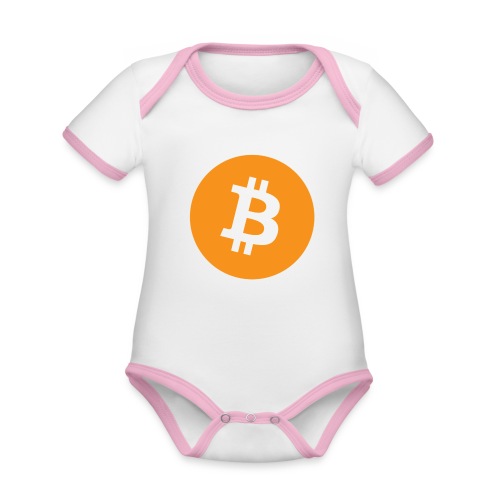 Bitcoin - Baby contrasterend bio-rompertje met korte mouwen