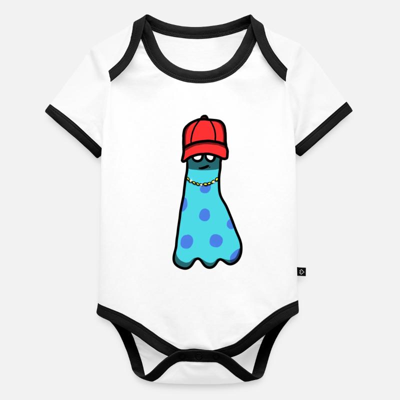 Ver avec bonnet et chaîne Body Bébé bio contrasté manches courtes
