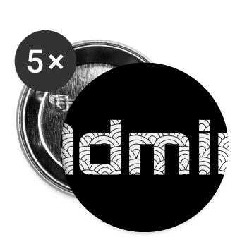 ADMIN Whitewords/Blackbackround - Buttons mittel 32 mm (5er Pack) - Weiß - Vorne