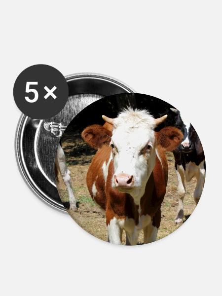 Kuh Poster - Buttons mittel 32 mm (5er Pack) - Weiß