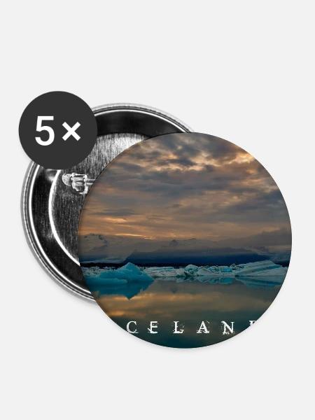 Iceland Jökulsárlón - Buttons mittel 32 mm (5er Pack) - Weiß