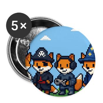 Pixelart Fuchsgruppe in Fantasiewelt - Buttons mittel 32 mm (5er Pack) - Weiß - Vorne