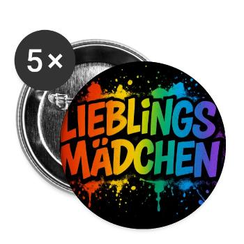 Fille préférée - Graffiti coloré avec giclée de peinture - Lot de 5 moyens badges (32 mm) - blanc - Devant