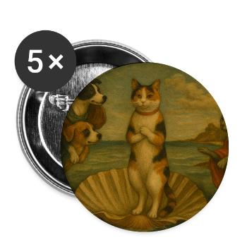 Cats on Shell Stage in Painting Style - Buttons medium 1.26"/32 mm (5-pack) - white - Front