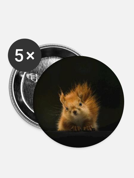 Flauschiges Eichhörnchen Lichtblick - Buttons mittel 32 mm (5er Pack) - Weiß
