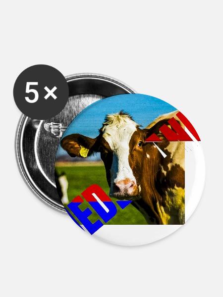 Kuhcollage in Primärfarben - Buttons mittel 32 mm (5er Pack) - Weiß