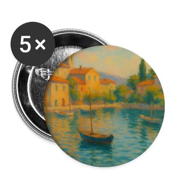 Hafenidyll im Sonnenlicht - Buttons mittel 32 mm (5er Pack) - Weiß - Vorne