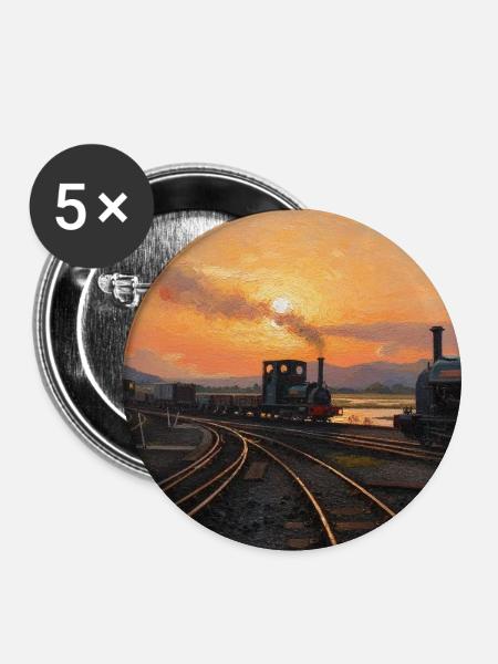Ffestiniog Sonnenuntergang - Buttons mittel 32 mm (5er Pack) - Weiß