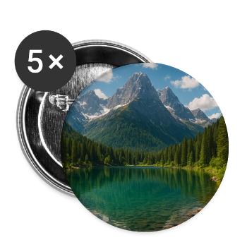 Mountain lake path in the forest - Buttons medium 1.26"/32 mm (5-pack) - white - Front