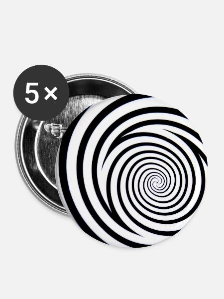 Hypnotisches Spiralmonochrom - Buttons mittel 32 mm (5er Pack) - Weiß