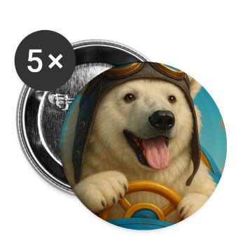 Aviator Dog Goes on an Adventure - Buttons medium 1.26"/32 mm (5-pack) - white - Front