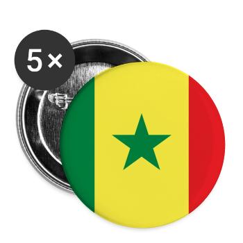 Drapeau du Sénégal Vert JauneRouge - Lot de 5 moyens badges (32 mm) - blanc - Devant