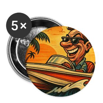 Bateau rapide - Lot de 5 moyens badges (32 mm) - blanc - Devant