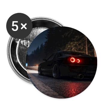 Voiture de sport nocturne sur la route - Lot de 5 moyens badges (32 mm) - blanc - Devant